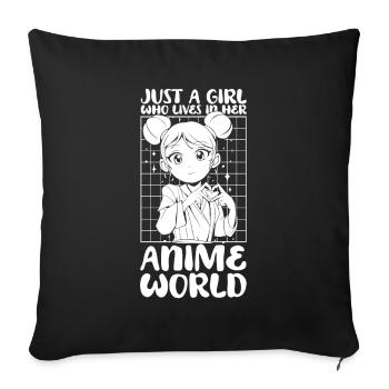 Anime Manga Anime Fille - Housse de coussin décorative 45 x 45 cm - noir - Devant