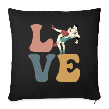 LOVE Wrestling Lutteur - Housse de coussin décorative 45 x 45 cm - noir - Devant