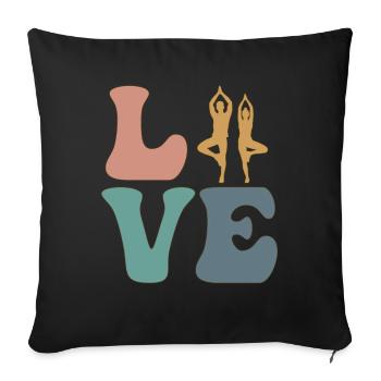 AMOUR Yoga Yogi - Housse de coussin décorative 45 x 45 cm - noir - Devant
