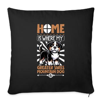 Accueil - Grand Bouvier Suisse - Housse de coussin décorative 45 x 45 cm - noir - Devant