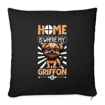 Zuhause - Griffon Bruxellois - Sofakissenbezug 45 x 45 cm - Schwarz - Vorne