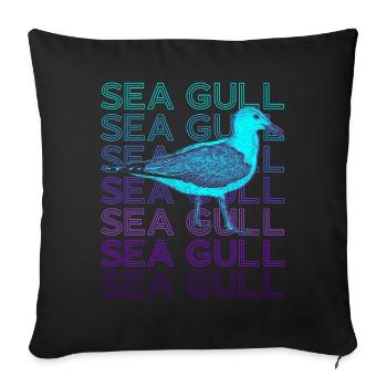 Mouette Mouette Oiseau de mer Rétro - Housse de coussin décorative 45 x 45 cm - noir - Devant