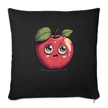 Cute kawaii apple for fruit lovers - Sofa pillowcase 17,3'' x 17,3'' (45 x 45 cm) - black - Front