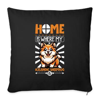 Home - Icelandic Dog - Sofa pillowcase 17,3'' x 17,3'' (45 x 45 cm) - black - Front