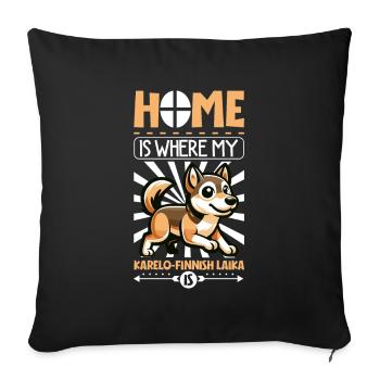 Accueil - Laïka karélo-finlandaise - Housse de coussin décorative 45 x 45 cm - noir - Devant