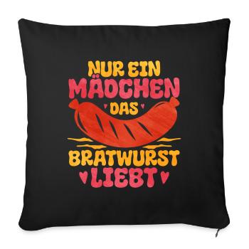 Bratwurst en cadeau - Housse de coussin décorative 45 x 45 cm - noir - Devant