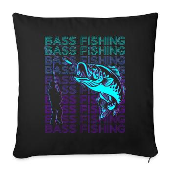 Bass Fishing Bass Fish Fisherman Retro - Sofa pillowcase 17,3'' x 17,3'' (45 x 45 cm) - black - Front