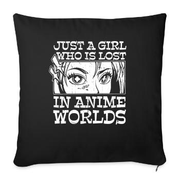 Anime Manga Anime Fille - Housse de coussin décorative 45 x 45 cm - noir - Devant