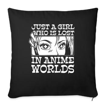 Anime Manga Anime Fille - Housse de coussin décorative 45 x 45 cm - noir - Devant