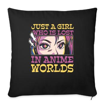 Anime Manga Anime Fille - Housse de coussin décorative 45 x 45 cm - noir - Devant