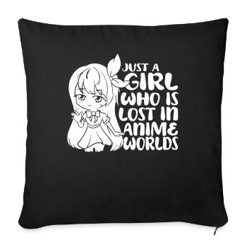 Anime Manga Anime Fille - Housse de coussin décorative 45 x 45 cm - noir - Devant
