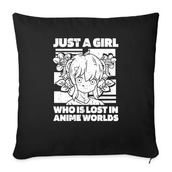 Anime Manga Anime Fille - Housse de coussin décorative 45 x 45 cm - noir - Devant
