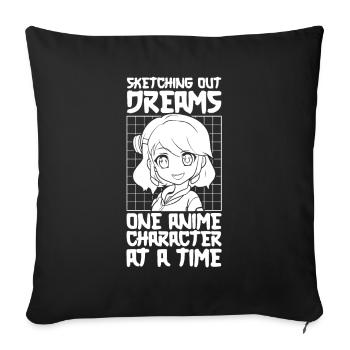 Anime Manga Anime Fille - Housse de coussin décorative 45 x 45 cm - noir - Devant