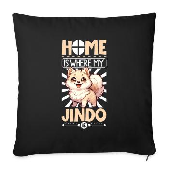 Home - Korea Jindo Dog - Sofa pillowcase 17,3'' x 17,3'' (45 x 45 cm) - black - Front