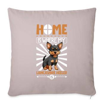 Zuhause - Lancashire Heeler - Sofakissenbezug 45 x 45 cm - helles Taupe - Vorne