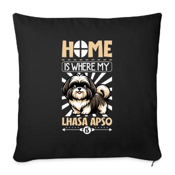 Zuhause - Lhasa Apso - Sofakissenbezug 45 x 45 cm - Schwarz - Vorne