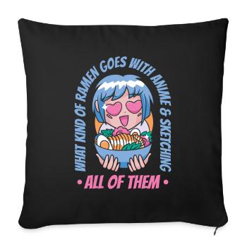 Anime Manga Anime Fille - Housse de coussin décorative 45 x 45 cm - noir - Devant