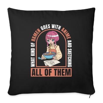 Anime Manga Anime Fille - Housse de coussin décorative 45 x 45 cm - noir - Devant