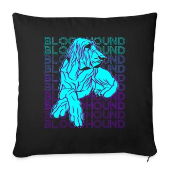 Chien Bloodhound Rétro - Housse de coussin décorative 45 x 45 cm - noir - Devant