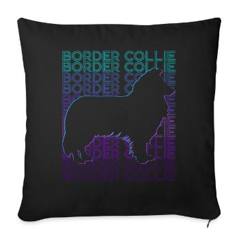 Border Collie Dog Retro - Sofa pillowcase 17,3'' x 17,3'' (45 x 45 cm) - black - Front