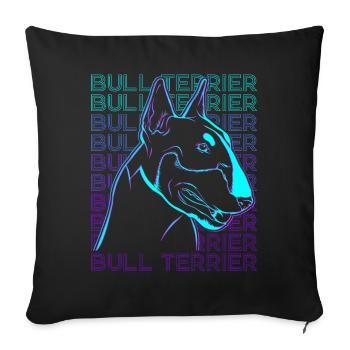 Bull Terrier Chien Rétro - Housse de coussin décorative 45 x 45 cm - noir - Devant