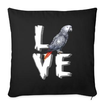 African Grey Parrot Gift - Sofa pillowcase 17,3'' x 17,3'' (45 x 45 cm) - black - Front