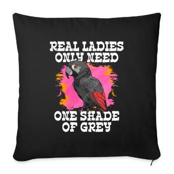 African Grey Parrot Gift - Sofa pillowcase 17,3'' x 17,3'' (45 x 45 cm) - black - Front