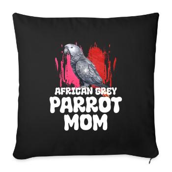 Cadeau de perroquet gris africain - Housse de coussin décorative 45 x 45 cm - noir - Devant