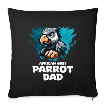 African Grey Parrot Gift - Sofa pillowcase 17,3'' x 17,3'' (45 x 45 cm) - black - Front