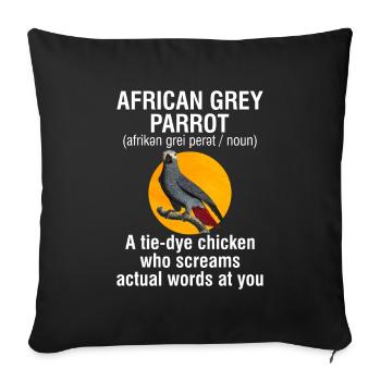 African Grey Parrot Gift - Sofa pillowcase 17,3'' x 17,3'' (45 x 45 cm) - black - Front