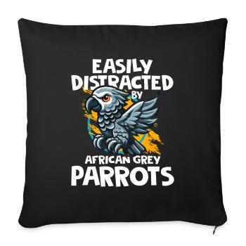 African African Grey Parrot Gift - Sofa pillowcase 17,3'' x 17,3'' (45 x 45 cm) - black - Front