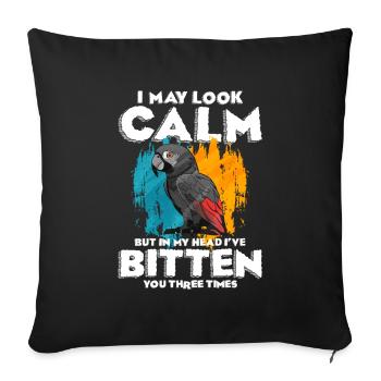 African Grey Parrot Gift - Sofa pillowcase 17,3'' x 17,3'' (45 x 45 cm) - black - Front