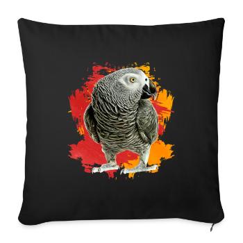 African Grey Parrot Gift - Sofa pillowcase 17,3'' x 17,3'' (45 x 45 cm) - black - Front