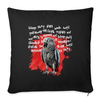 African Grey Parrot Gift - Sofa pillowcase 17,3'' x 17,3'' (45 x 45 cm) - black - Front