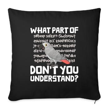 African Grey Parrot Gift - Sofa pillowcase 17,3'' x 17,3'' (45 x 45 cm) - black - Front