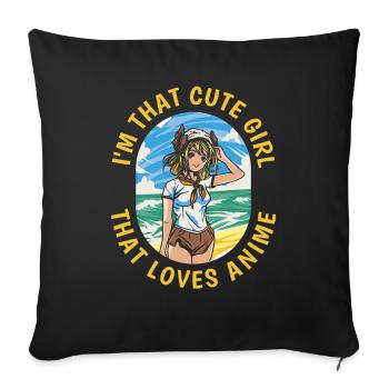 Anime Manga Anime Fille - Housse de coussin décorative 45 x 45 cm - noir - Devant
