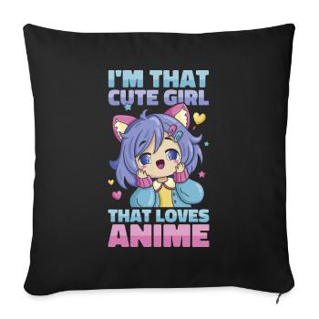 Anime Manga Anime Fille - Housse de coussin décorative 45 x 45 cm - noir - Devant