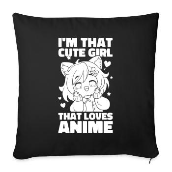 Anime Manga Anime Fille - Housse de coussin décorative 45 x 45 cm - noir - Devant