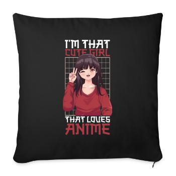 Anime Manga Anime Fille - Housse de coussin décorative 45 x 45 cm - noir - Devant