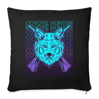 Chasse au coyote Chasseur de coyote rétro - Housse de coussin décorative 45 x 45 cm - noir - Devant
