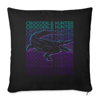 Chasseur de crocodiles Chasse au crocodile rétro - Housse de coussin décorative 45 x 45 cm - noir - Devant
