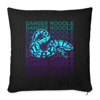 Danger Nouilles Serpent Meme Rétro - Housse de coussin décorative 45 x 45 cm - noir - Devant