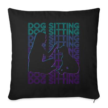 Dog Sitting Dog Walker Dog Sitter Retro - Sofa pillowcase 17,3'' x 17,3'' (45 x 45 cm) - black - Front
