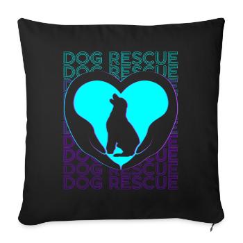 Dog Rescue Adoption Retro - Sofa pillowcase 17,3'' x 17,3'' (45 x 45 cm) - black - Front