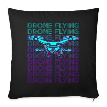 Drone Flying Drone Pilot Quadcopter Retro - Sofa pillowcase 17,3'' x 17,3'' (45 x 45 cm) - black - Front