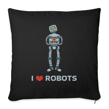 I Love Robots Robot Heart Robotics - Sofa pillowcase 17,3'' x 17,3'' (45 x 45 cm) - black - Front