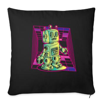 Robot Retro Vintage Robotique Technologie - Housse de coussin décorative 45 x 45 cm - noir - Devant