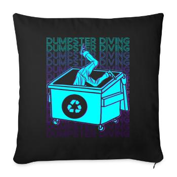 Dumpster Diving Garbage Diver Trash Picker Retro - Sofa pillowcase 17,3'' x 17,3'' (45 x 45 cm) - black - Front