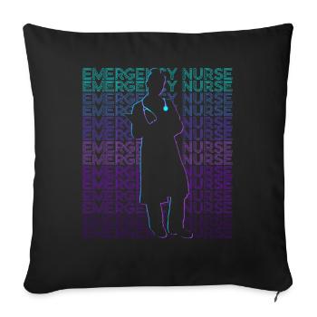 Emergency Nurse ER Nurse Retro - Sofa pillowcase 17,3'' x 17,3'' (45 x 45 cm) - black - Front