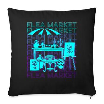 Flea Market Garage Sale Thrifting Retro - Sofa pillowcase 17,3'' x 17,3'' (45 x 45 cm) - black - Front